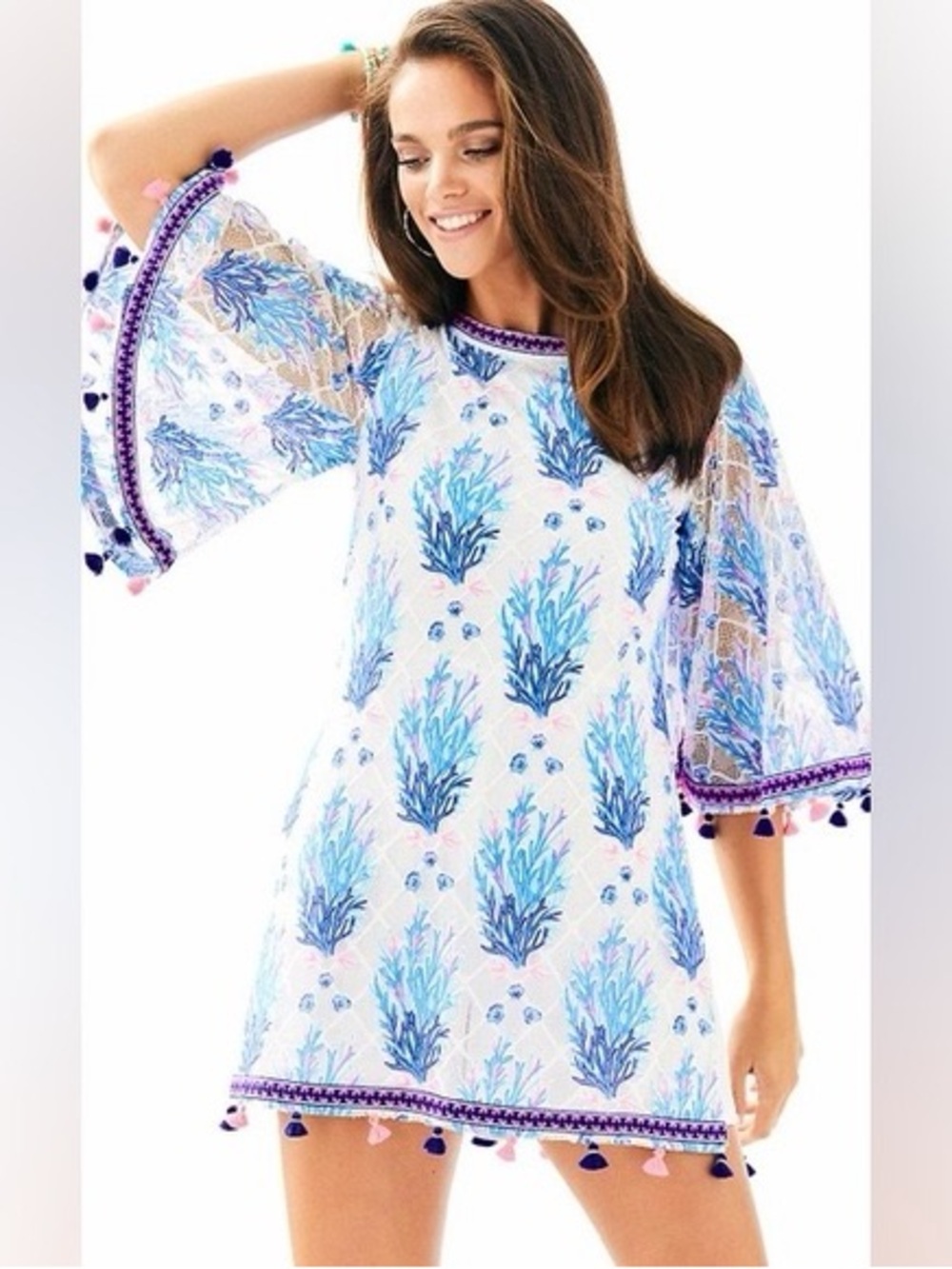 Lilly Pulitzer Jackelin Romper – Seaspray Gray Off Shore Lace Print, Size 00